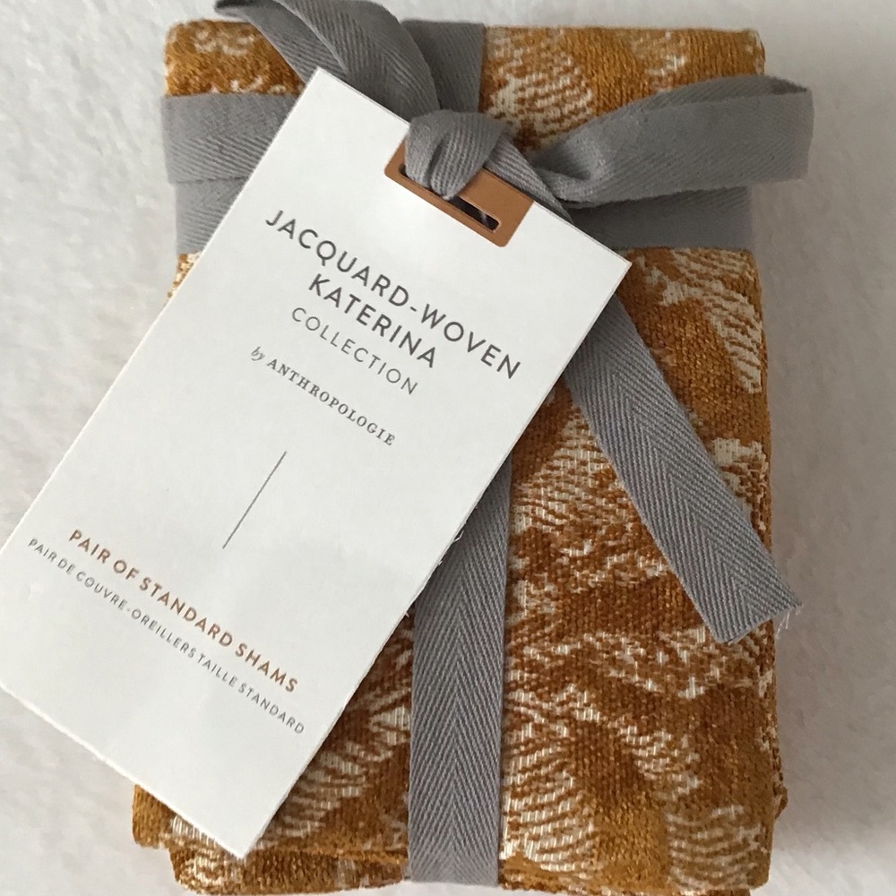 Anthropologie Set Of Two Jacquard Woven Standard Shams New With Tag - Picture 2 of 7